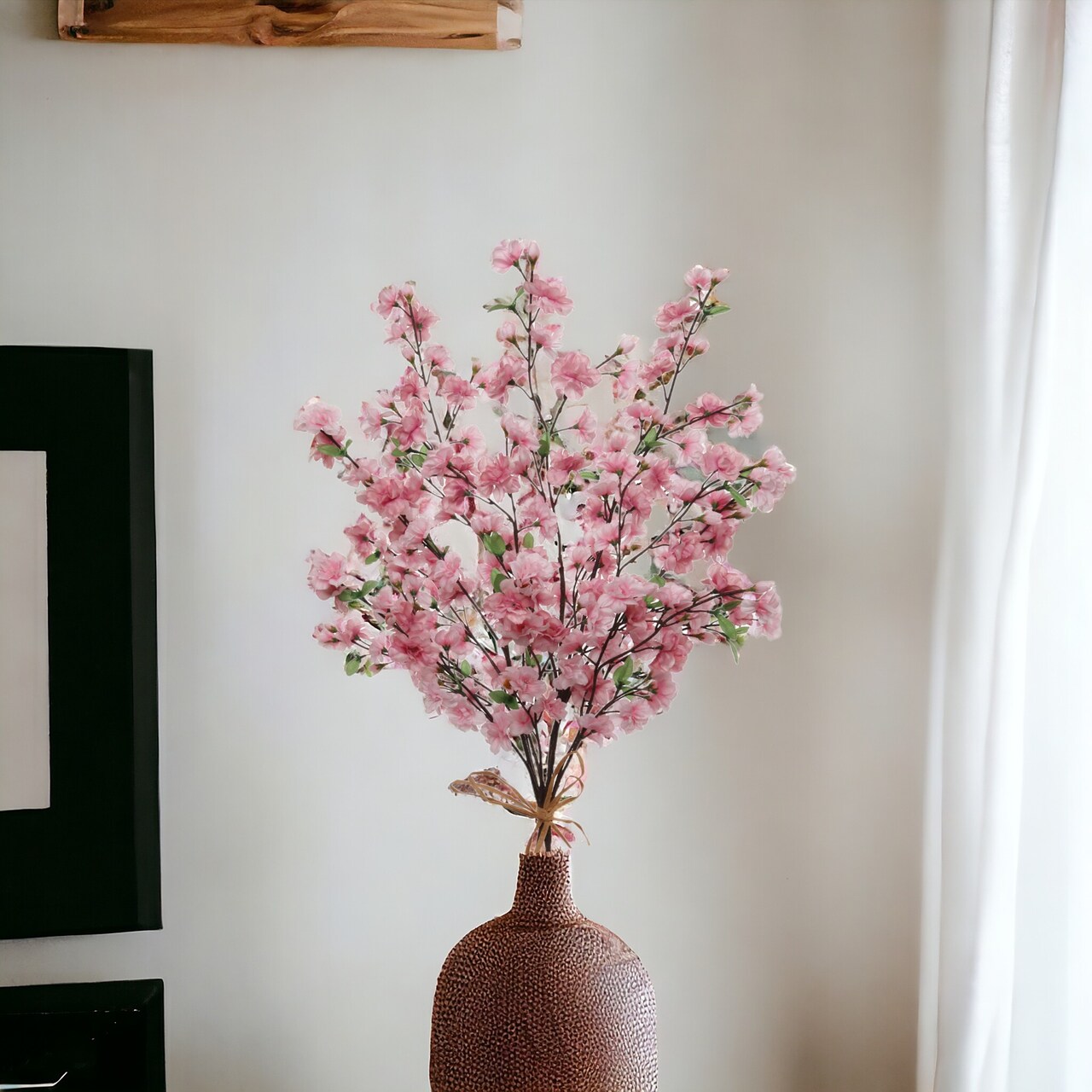 36-Inch Dark Pink Silk Cherry Blossom Stems - Set of 3 Lifelike Flowers, Perfect for Bouquets, Floral Arrangements & Home Decor - Floral Home by Artificial Flowers